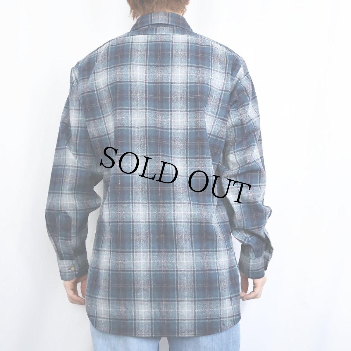 画像3: 70's PENDLETON USA製 オンブレーチェック柄 ウールシャツ M (3)