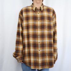 画像2: PENDLETON オンブレーチェック柄 コットンボタンダウンシャツ L (2)