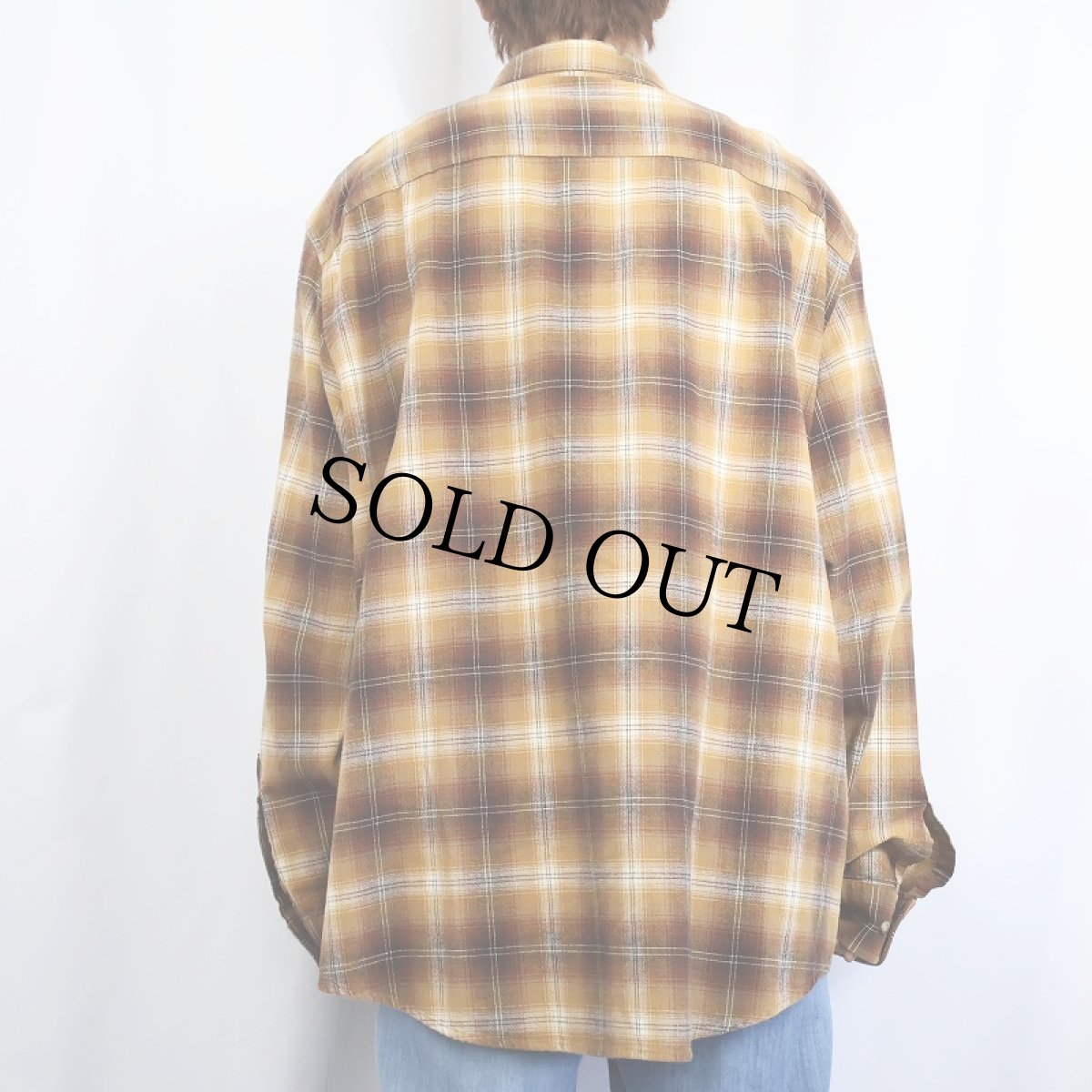 画像3: PENDLETON オンブレーチェック柄 コットンボタンダウンシャツ L (3)