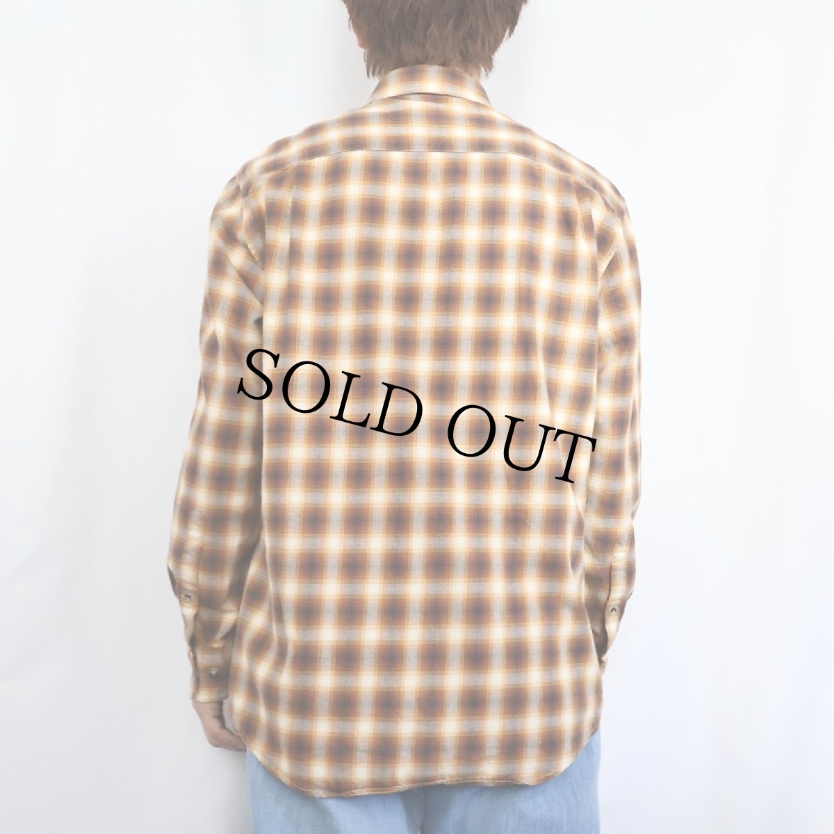 画像3: PENDLETON オンブレーチェック柄 コットン×ウールシャツ M (3)