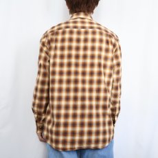 画像3: PENDLETON オンブレーチェック柄 コットン×ウールシャツ M (3)