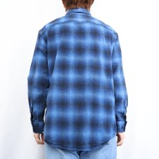 画像3: PENDLETON オンブレーチェック柄 コットンボタンダウンシャツ L (3)