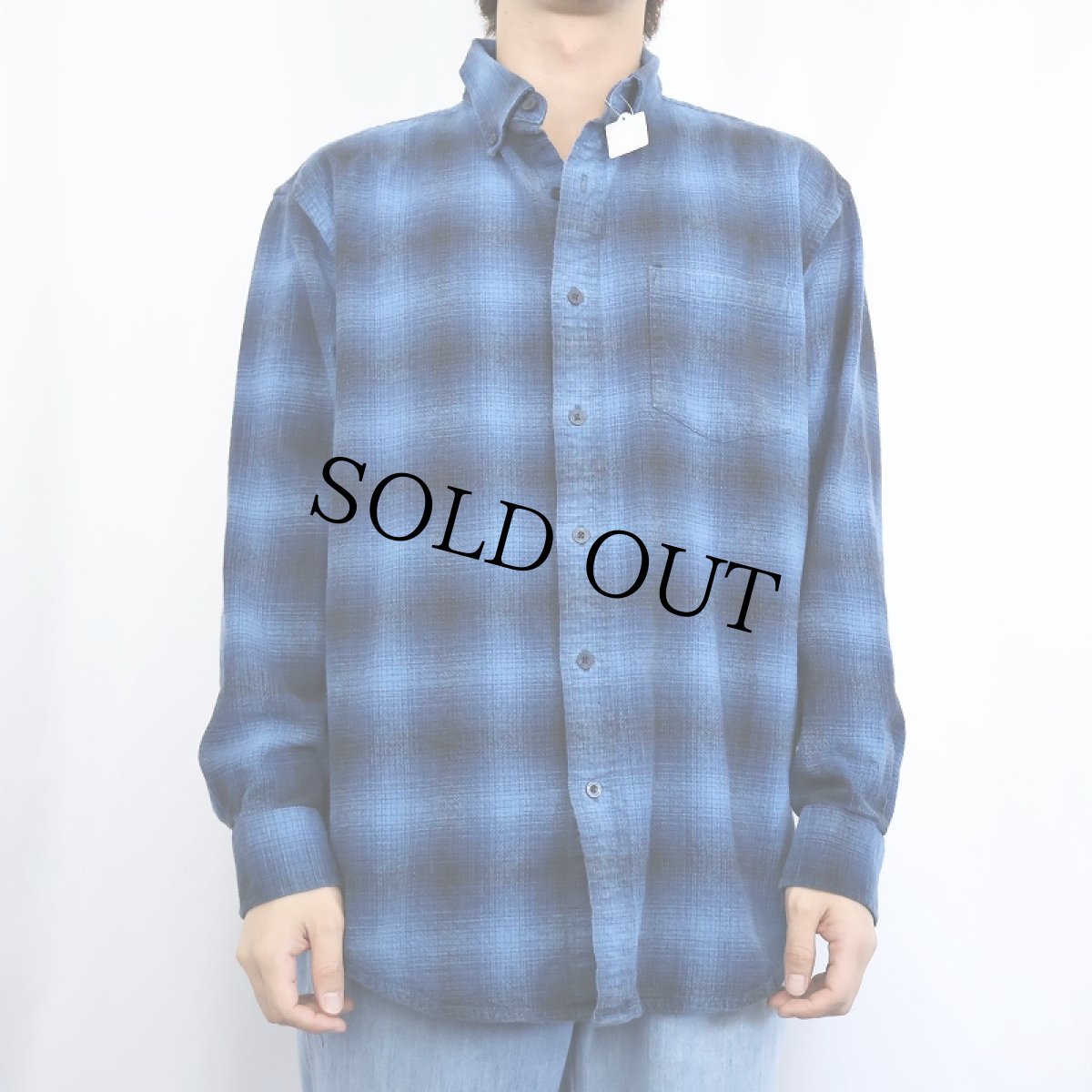 画像2: PENDLETON オンブレーチェック柄 コットンボタンダウンシャツ L (2)