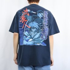 画像4: るろうに剣心 キャラクタープリントTシャツ NAVY XL (4)