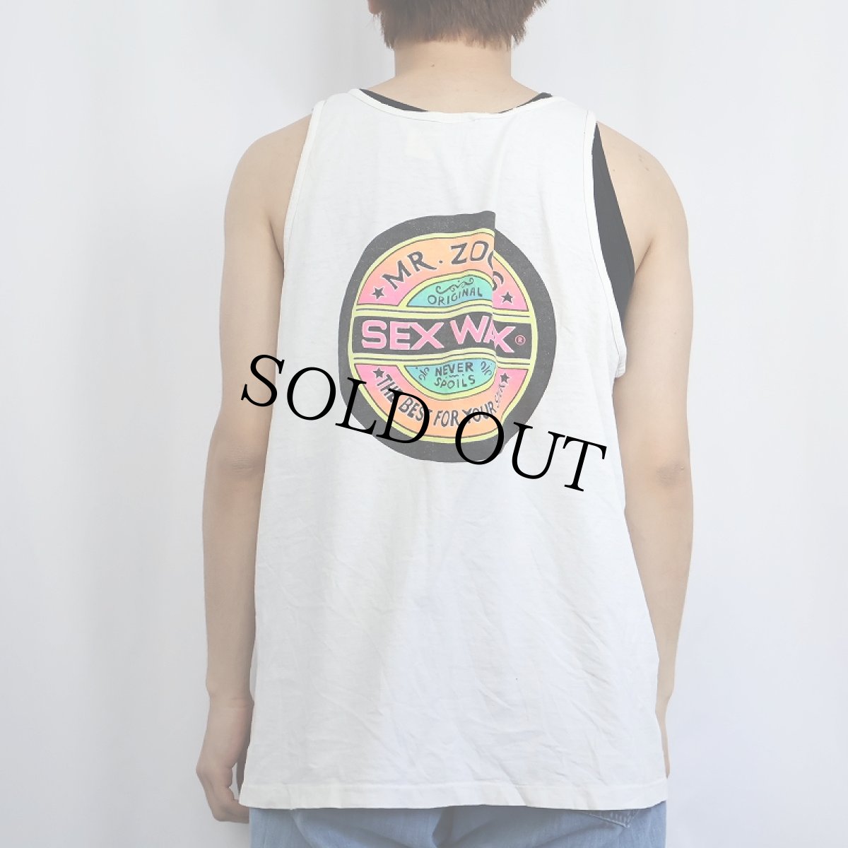 画像4: 90's SEX WAX USA製 ロゴプリントタンクトップ XL (4)