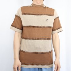 画像2: 70's HANG TEN ボーダー柄織り ニットTシャツ M (2)