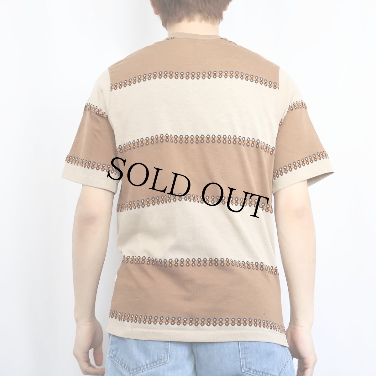 画像3: 70's HANG TEN ボーダー柄織り ニットTシャツ M (3)