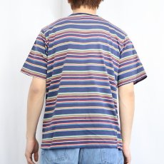 画像3: 90's HANG TEN USA製 マルチボーダー柄 ポケットTシャツ M (3)