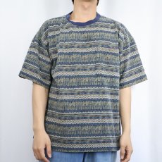画像2: 90's Ocean Pacific USA製 ネイティブボーダー柄 ポケットTシャツ L (2)