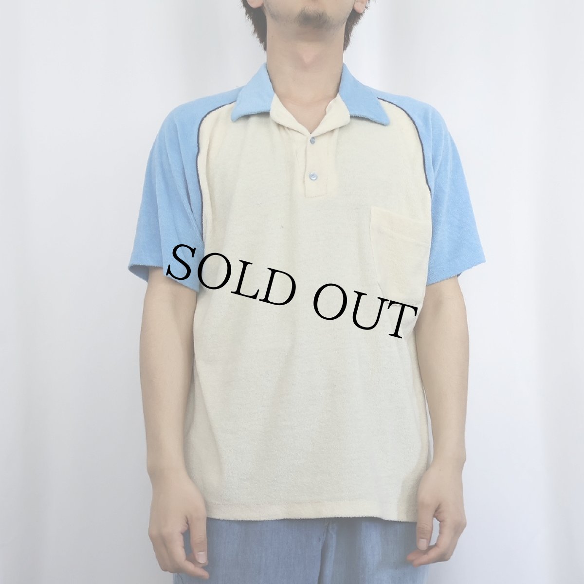 画像2: 70〜80's CAREER CLUB USA製 パイルポロシャツ XL (2)