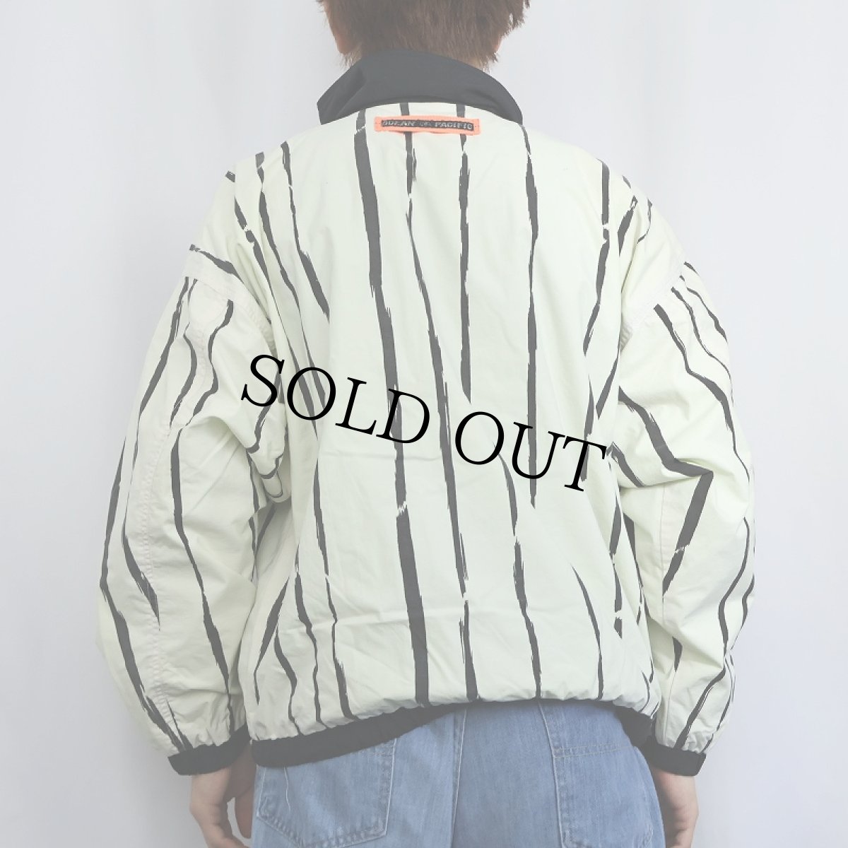 画像3: 90's Ocean Pacific ストライプ柄 ナイロンジップジャケット (3)