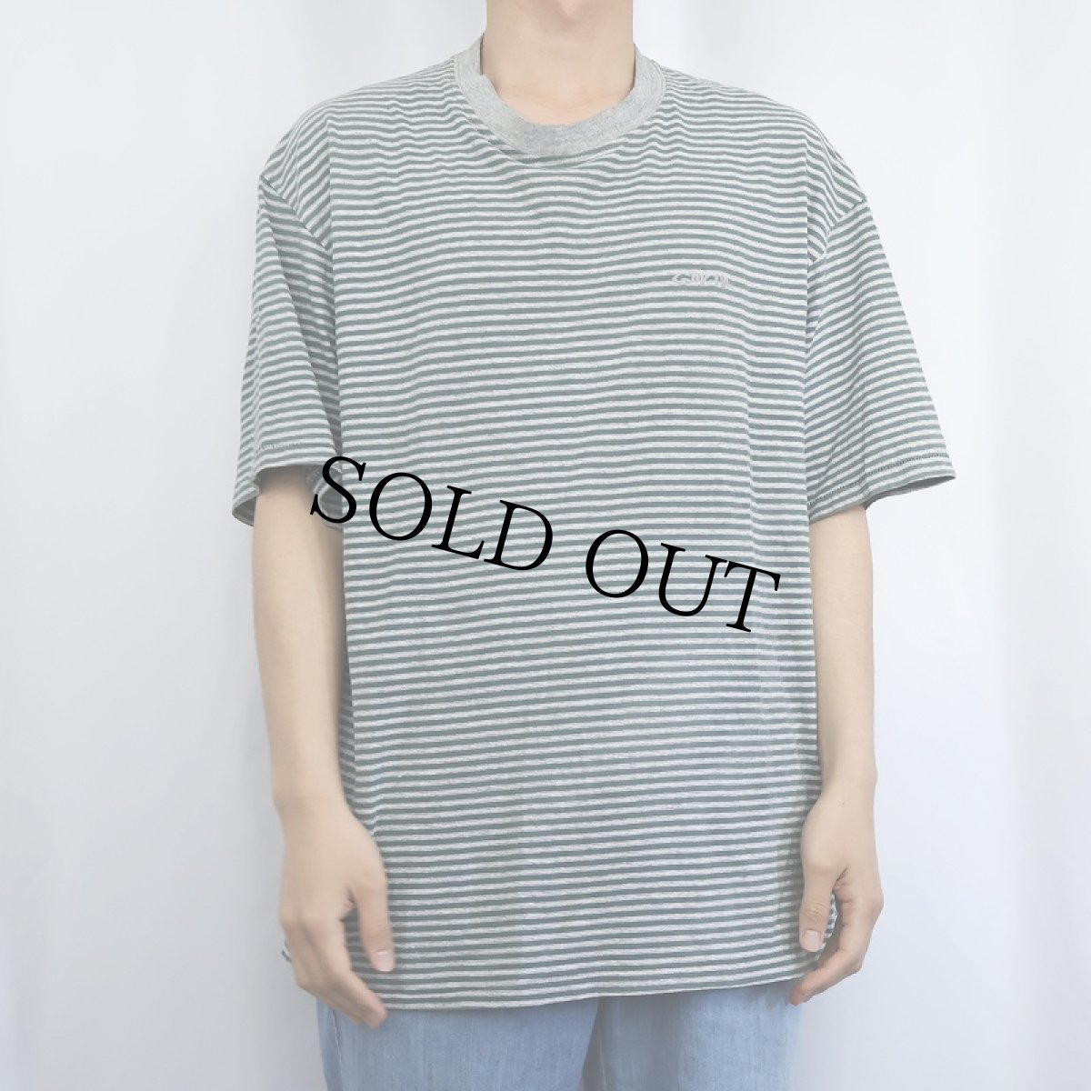 画像2: 90's GRAMICCI USA製 ロゴ刺繍 ボーダー柄Tシャツ L (2)