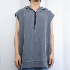 画像2: 90's GRAMICCI USA製 ハーフジップ ノースリーブスウェットフーディー XL (2)