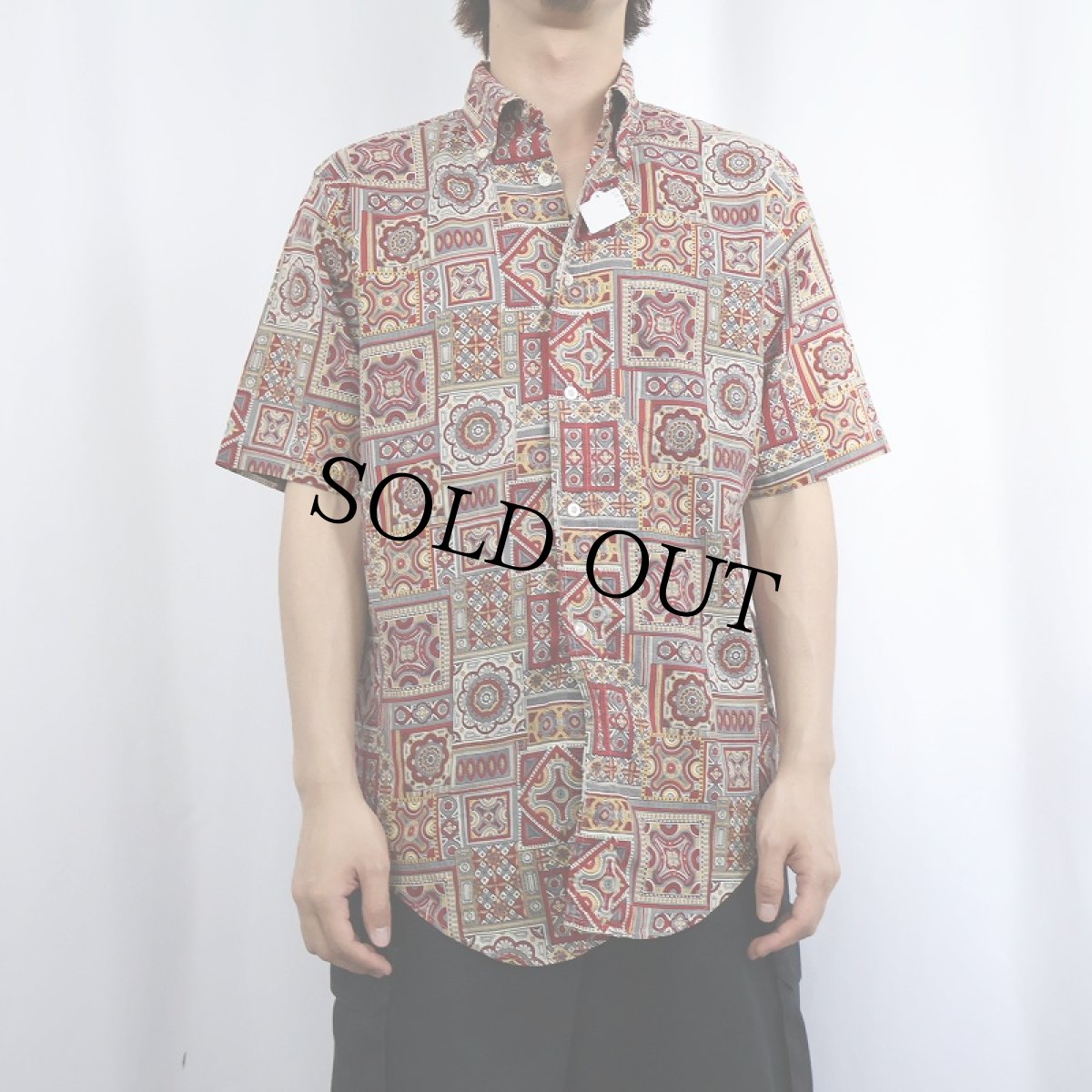 画像3: 60's Casuals 総柄 3点留め ボタンダウンシャツ M (3)