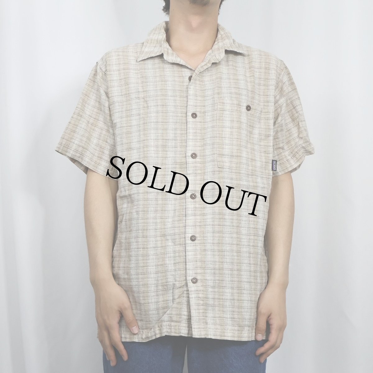 画像2: 2000's Patagonia チェック柄 ヘンプ×コットンシャツ M (2)