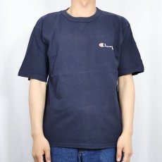 画像2: 90's Champion USA製 ロゴプリントTシャツ NAVY M (2)