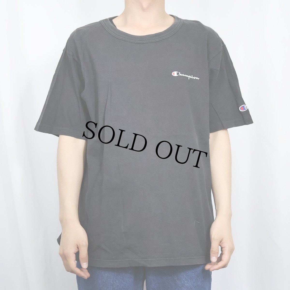 画像2: 90's Champion USA製 ロゴプリントTシャツ BLACK L (2)