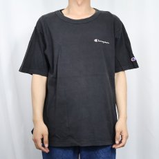 画像2: 90's Champion USA製 ロゴプリントTシャツ BLACK L (2)