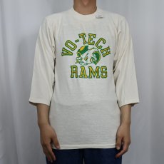 画像2: 80's USA製 "VO-TECH RAMS" プリントフットボールTシャツ M (2)