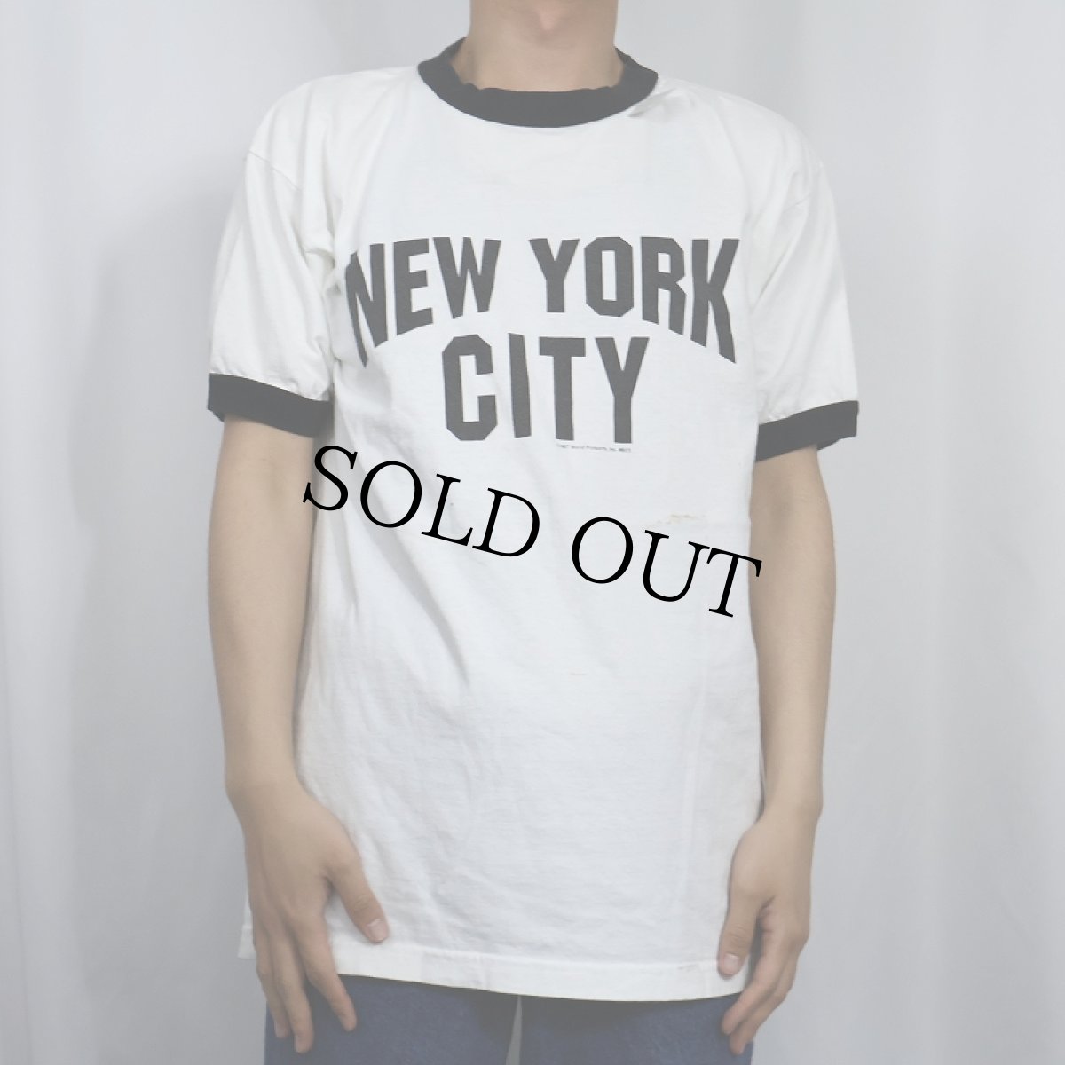 画像2: 2000's USA製 "NEW YORK CITY" プリントリンガーTシャツ L (2)