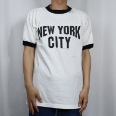 画像2: 2000's USA製 "NEW YORK CITY" プリントリンガーTシャツ L (2)