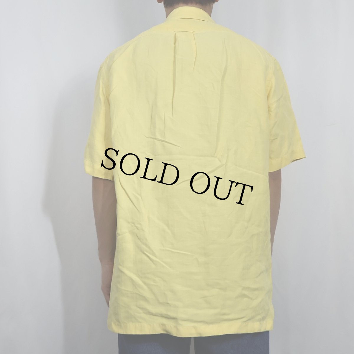 画像3: 【SALE】 POLO Ralph Lauren ヘリンボーン織り リネン×シルクオープンカラーシャツ M (3)