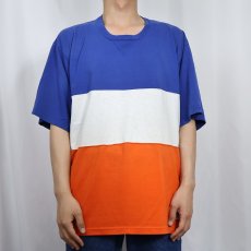 画像2: 80's RUSSELL ATHLETIC USA製 ボーダー柄 前V 無地Tシャツ XL (2)