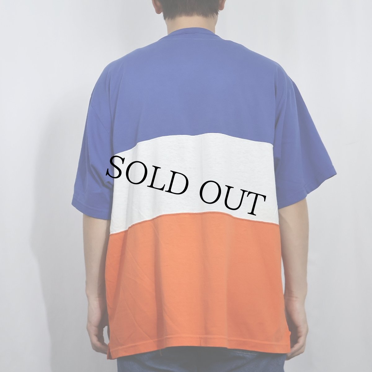 画像3: 80's RUSSELL ATHLETIC USA製 ボーダー柄 前V 無地Tシャツ XL (3)