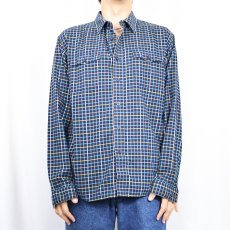 画像2: 2014AW Patagonia チェック柄 コットン×ポリエステルシャツ M (2)