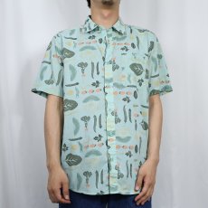 画像2: 2020SS Patagonia ORGANIC COTTON 野菜柄 コットン×ポリエステルシャツ M (2)