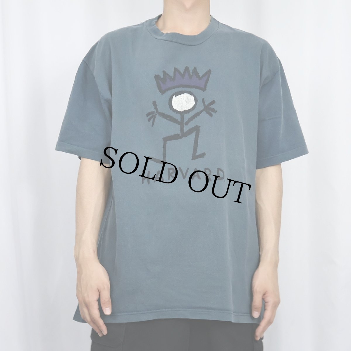 画像2: 90's USA製 "HARVARD" イラストプリントTシャツ XL (2)