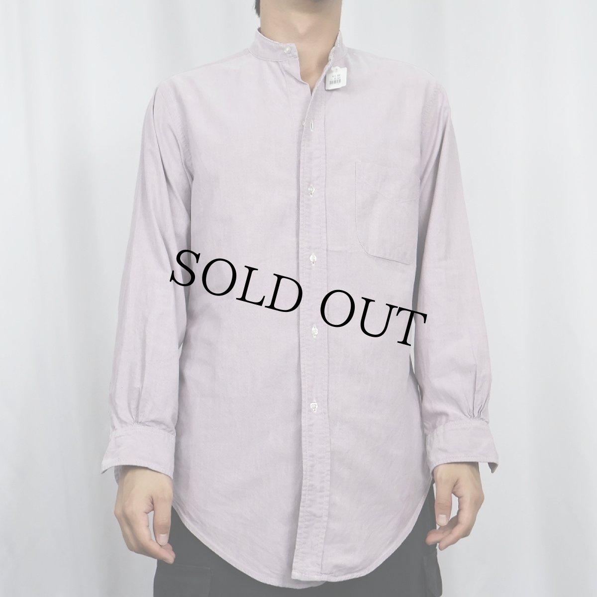 画像2: 70's Brooks Brothers USA製 6ボタン カットオフ バンドカラー オックスフォードシャツ SIZE15 1/2-1 (2)