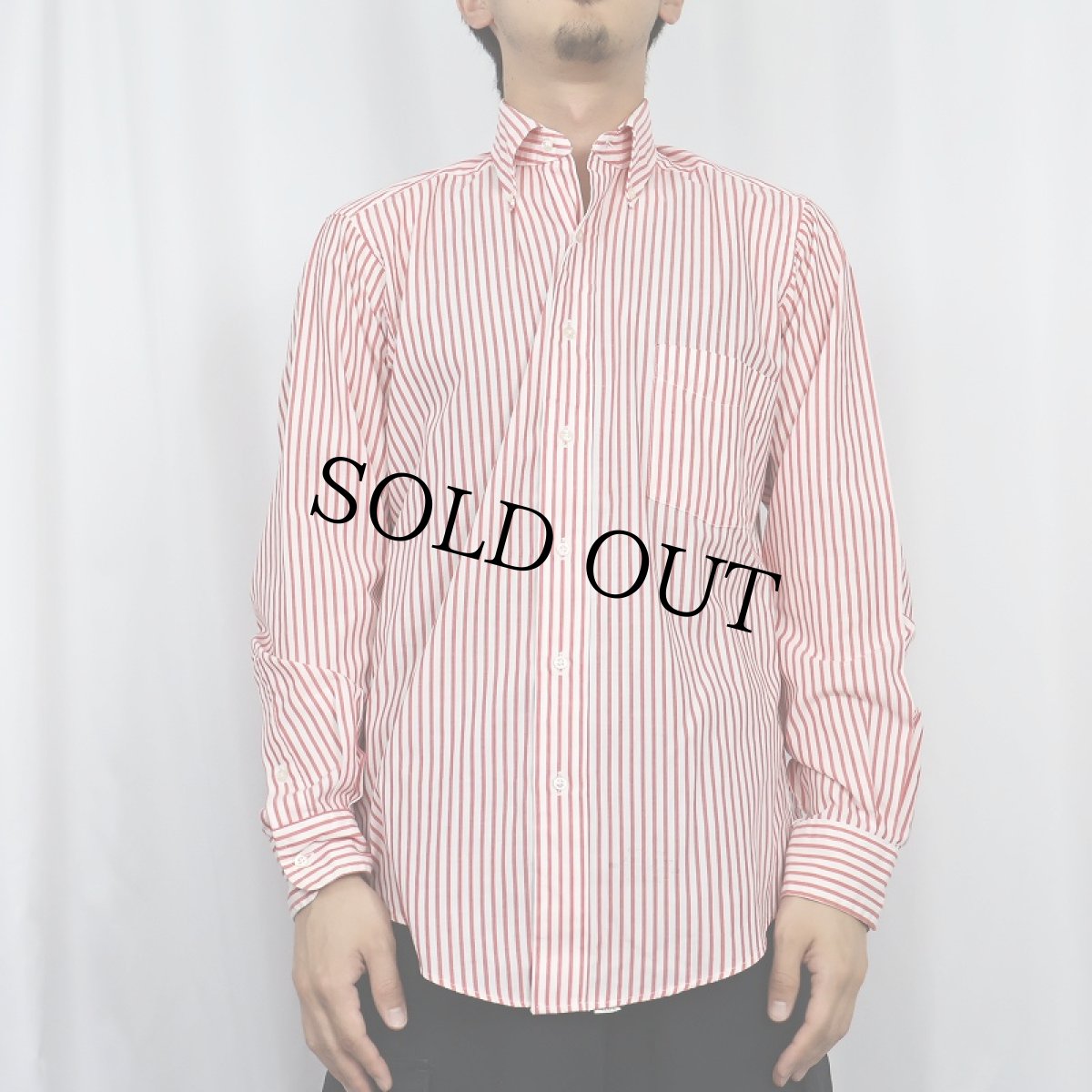 画像2: 50〜60's Lord & Taylor ストライプ柄 コットンボタンダウンシャツ SIZE15 (2)