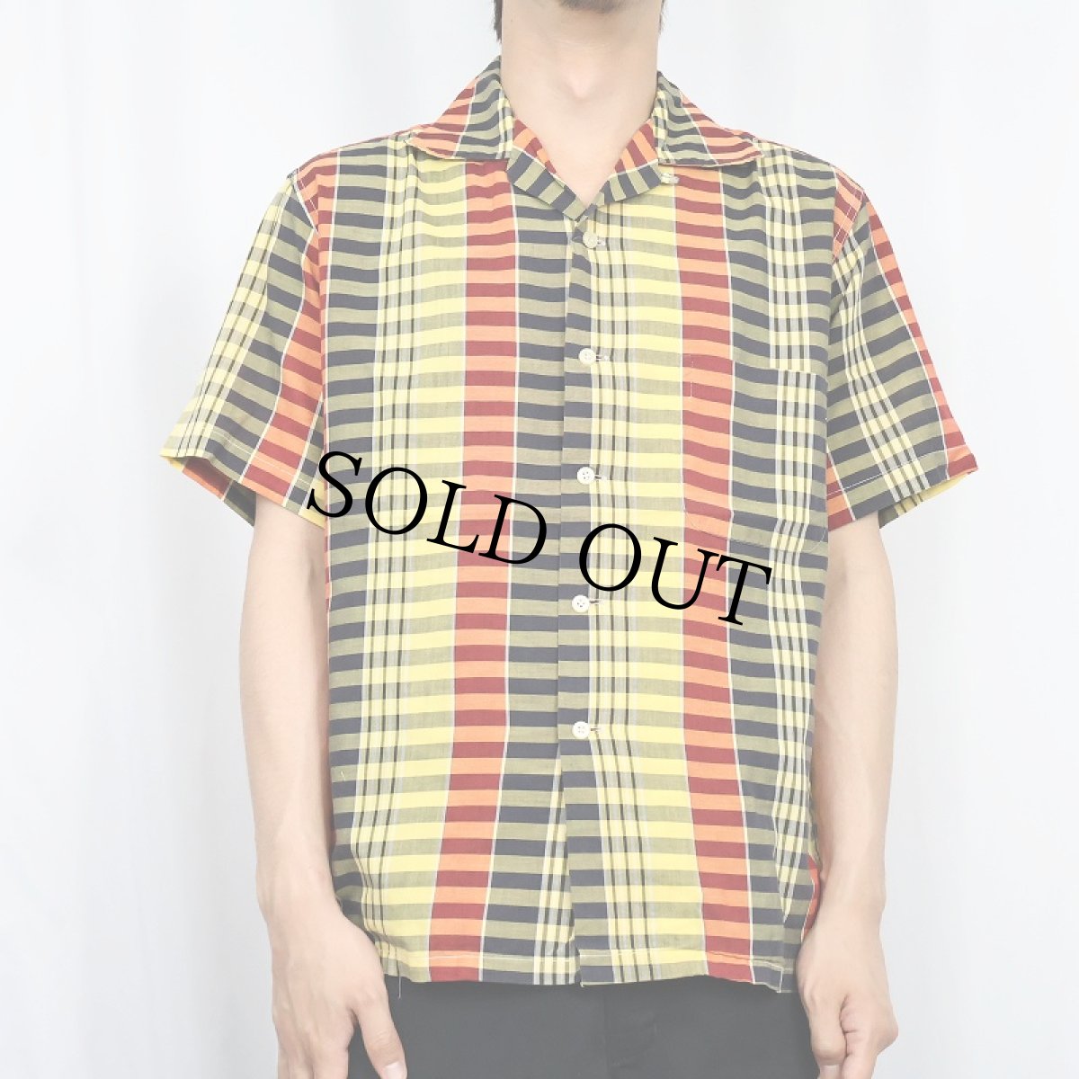 画像2: 50's McGREGOR USA製 チェック柄 オープンカラーシャツ M (2)