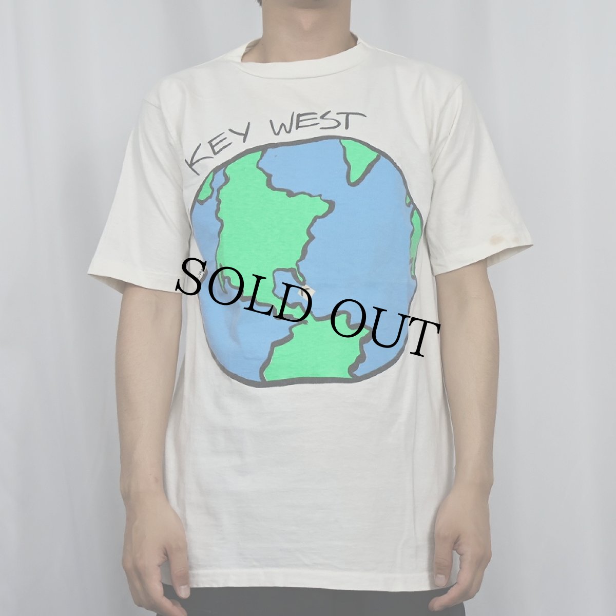 画像2: 80's〜 GRAVITY GRAPHICS USA製 "KEY WEST" 地球イラストプリントTシャツ L (2)
