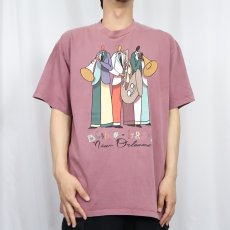 画像2: 90's USA製 "JAZZ Bourbon Street" イラストプリントTシャツ L (2)