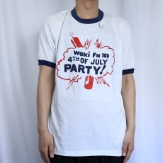 画像3: 80〜90's WOKI FM100 USA製 ラジオ局プリントリンガーTシャツ XL (3)