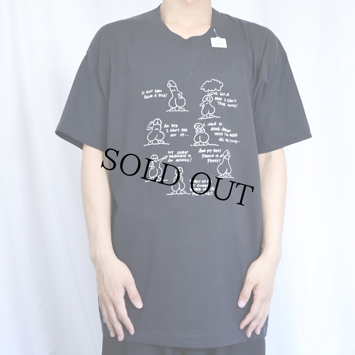 画像2: 90's シュールイラストエロTシャツ BLACK XL (2)