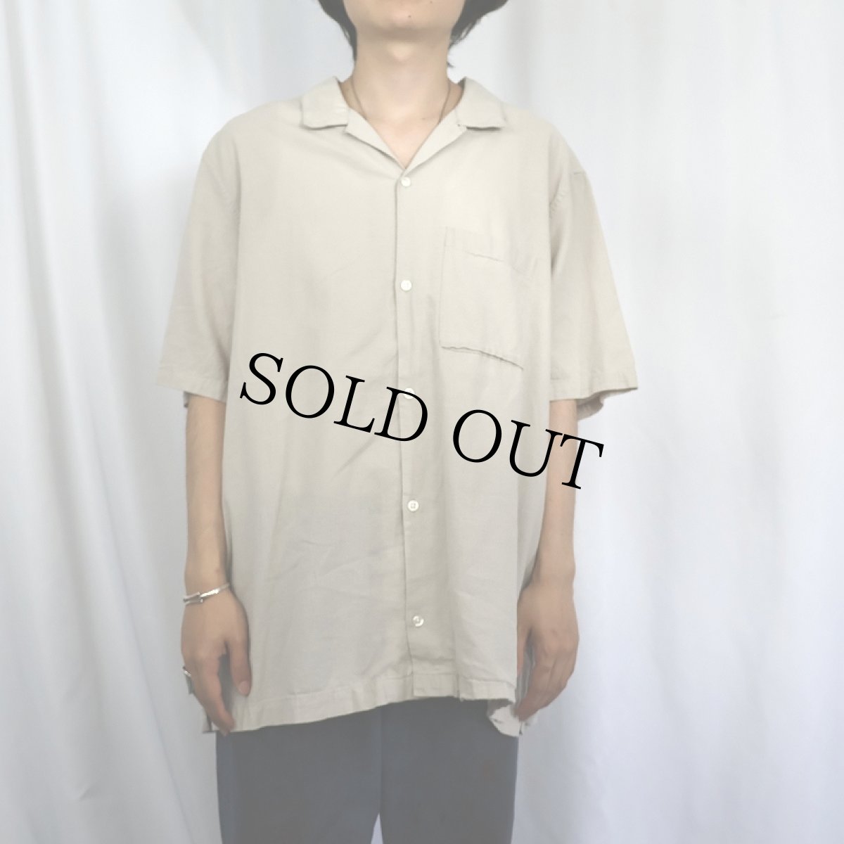 画像2: GAP リネン×コットンオープンカラーシャツ XL (2)