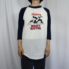 画像2: 80's Hamm's Beer USA製 "HEAVY HITTER" ビールメーカー プリントラグランTシャツ L (2)