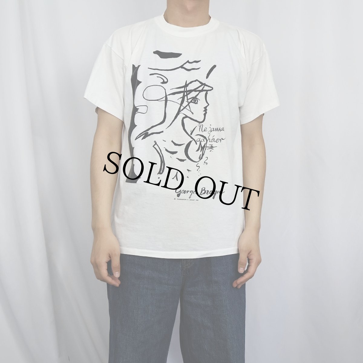 画像2: 80's Georges Braque FRANCE製 アートプリントTシャツ XL (2)