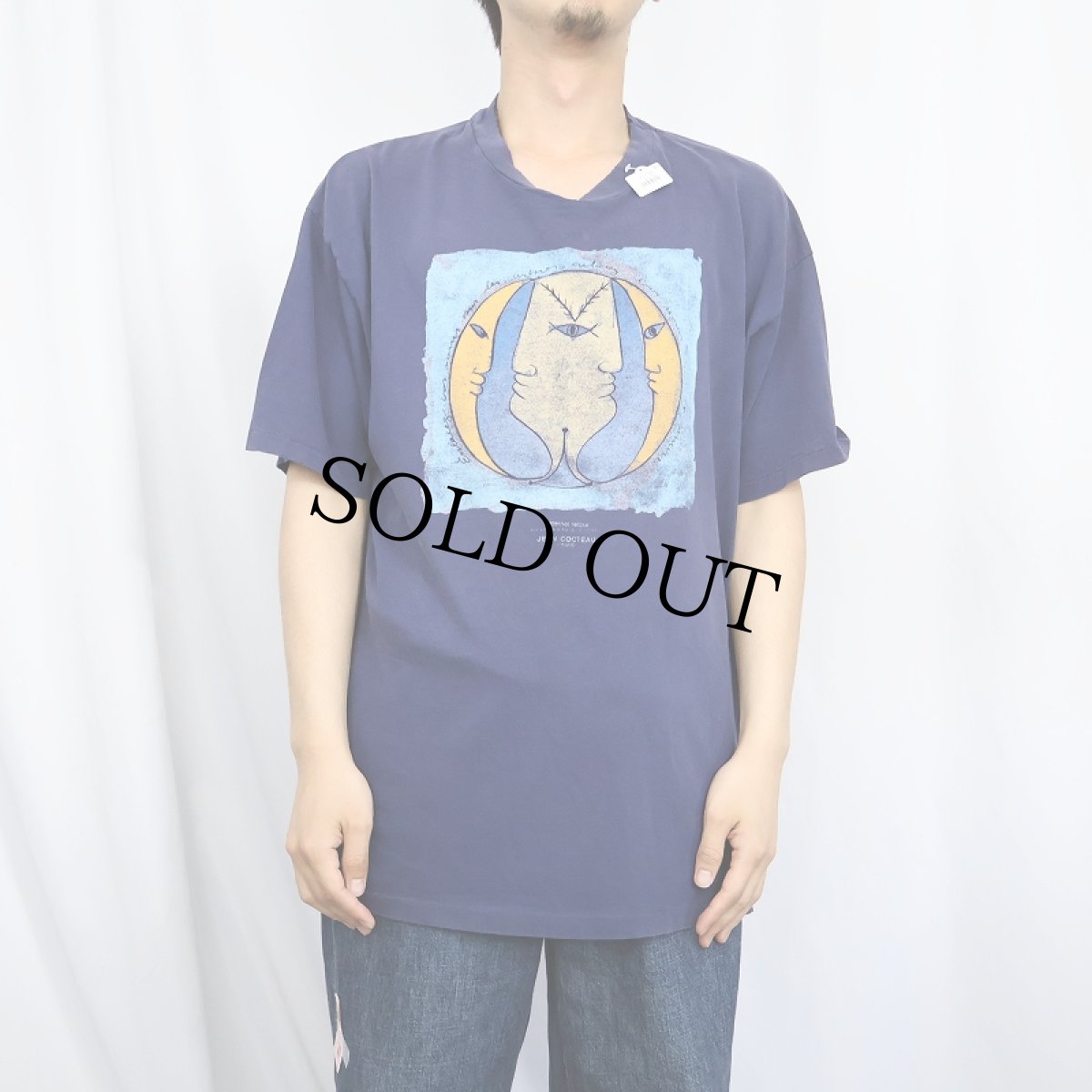 画像2: 90's Jean Cocteau "Eternel Retour" アートプリントTシャツ NAVY (2)