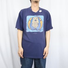 画像2: 90's Jean Cocteau "Eternel Retour" アートプリントTシャツ NAVY (2)
