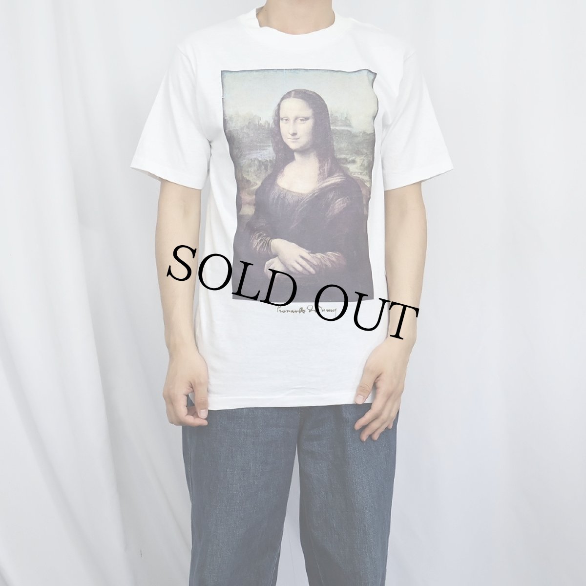 画像2: 90's LEONARDO DA VINCI USA製 "Mona Lisa" アートプリントTシャツ M (2)