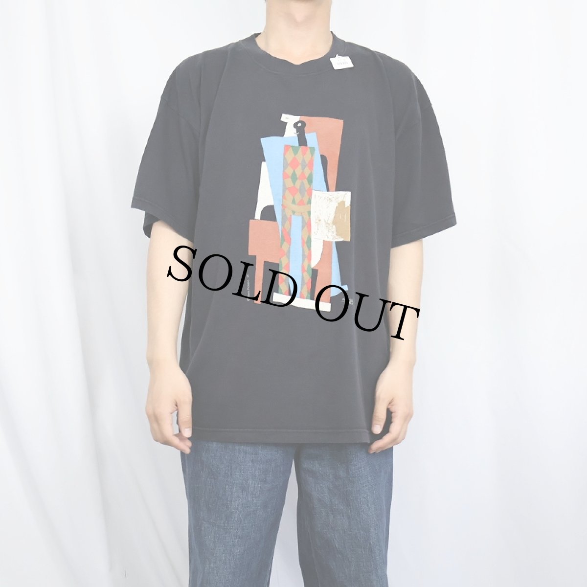 画像2: 2000's Pablo Picasso "Harlequin" アートプリントTシャツ BLACK XL (2)