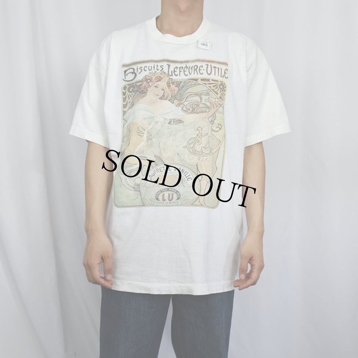画像2: 90's Alfons Mucha "Biscuits Lef?vre-Utile" アートプリントTシャツ XL (2)