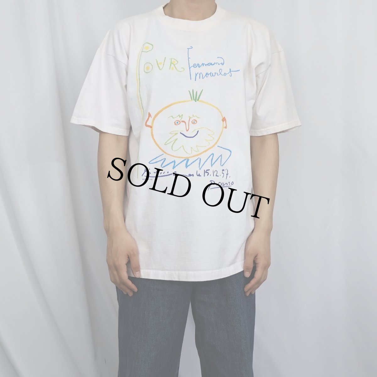 画像2: 90's Pablo Picasso USA製 "Pour Fernand Mourlot" アートプリントTシャツ L (2)