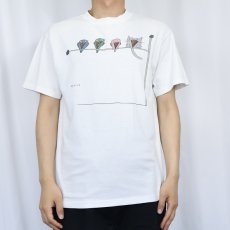画像2: 90's Richard Stine USA製 "Cat Beak" アートプリントTシャツ M (2)
