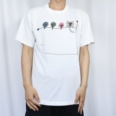 画像2: 90's Richard Stine USA製 "Cat Beak" アートプリントTシャツ L (2)