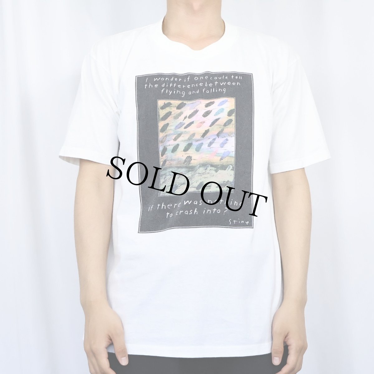 画像2: 90's Richard Stine CANADA製 "I wonder if one could tell..." アートプリントTシャツ M (2)